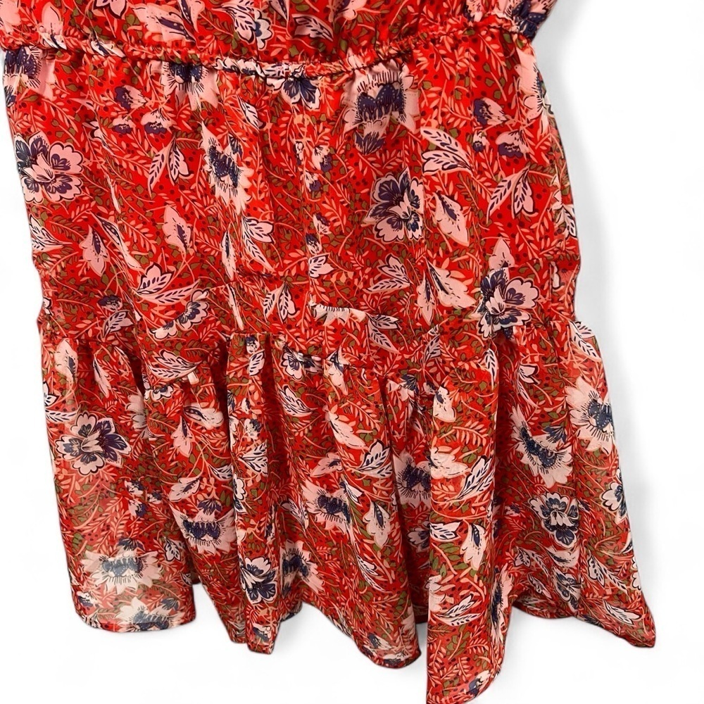 Sam Edelman tiered ruffle flutter sleeve red dress size 6 - Picture 5 of 13